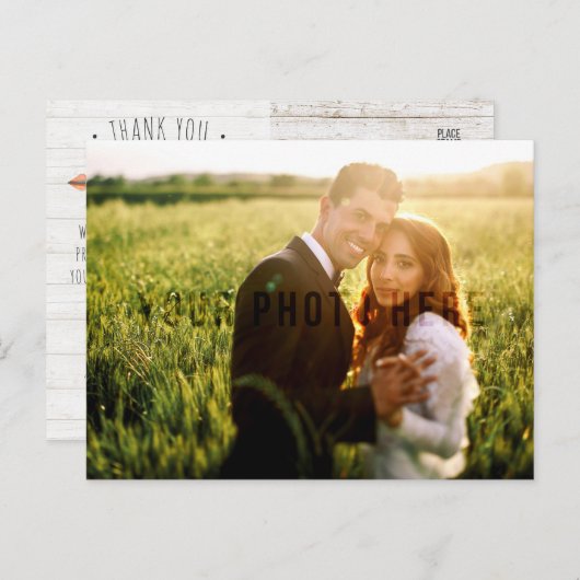 Rustieke Boheemse Pijl Bruiloft Dank u Foto Briefkaart (Voorkant / Achterkant)