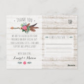 Rustieke Boheemse Pijl Bruiloft Dank u Foto Briefkaart (Achterkant)