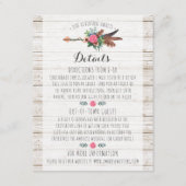 Rustieke Boheemse Pijl Bruiloft Details / Invoegen Informatiekaartje (Voorkant)