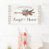 Rustieke Boheemse Pijl Bruiloft Gefeliciteerd teke Spandoek (Insitu)
