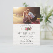 Rustieke Boheemse Pijl Trouwkaart Save The Date (Staand voorkant)