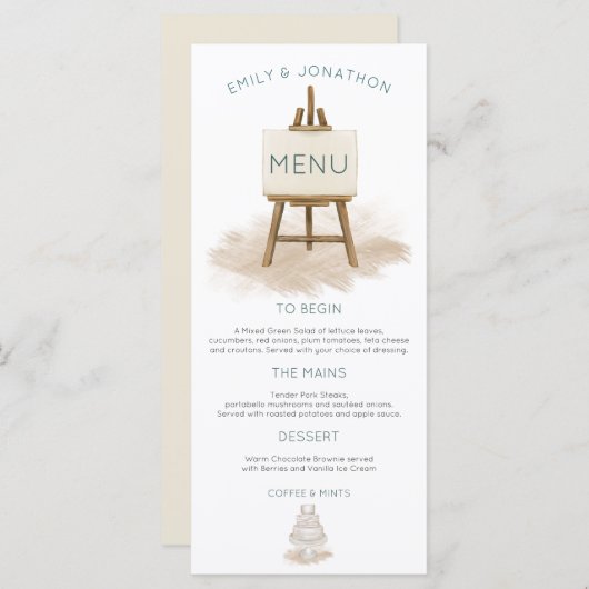 Rustieke Boheemse taart illustratie bruiloft Menu (Voorkant / Achterkant)