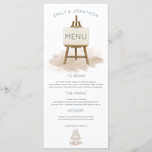 Rustieke Boheemse taart illustratie bruiloft Menu (Voorkant)