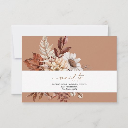 Rustieke Boheemse Terracotta Herfst Floral RSVP Kaart (Achterkant)