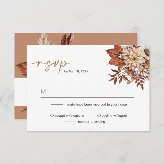 Rustieke Boheemse Terracotta Herfst Floral RSVP Kaart (Voorkant / Achterkant)