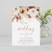 Rustieke Boheemse Terracotta Roos Gold Wedding Folie Uitnodiging (Staand Voorkant)