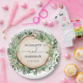 Rustieke Boheemse tuin groen botanische bruiloft Papieren Bordje (Feest)