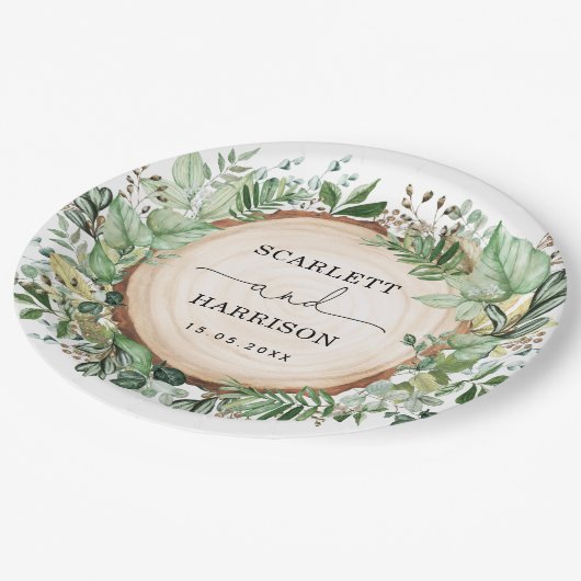 Rustieke Boheemse tuin groen botanische bruiloft Papieren Bordje (Gekanteld)
