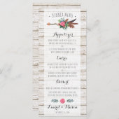 Rustieke Boheemse veren Pijl Bruiloft Diner Menu (Voorkant / Achterkant)