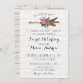 Rustieke Boheemse veren pijl bruiloft uitnodiging (Voorkant / Achterkant)