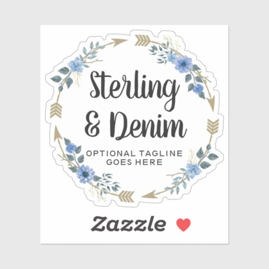 Rustieke Boheemse Waterverf Bloemenpijlen Naam Log Sticker (Vel)