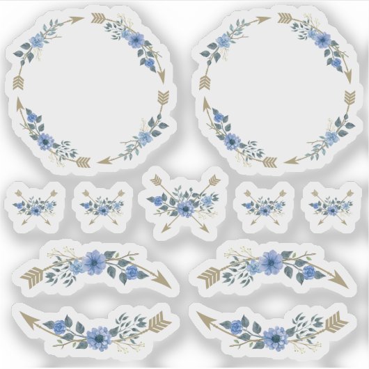 Rustieke Boheemse Waterverf bloempijlen krans Sticker (Voorkant)