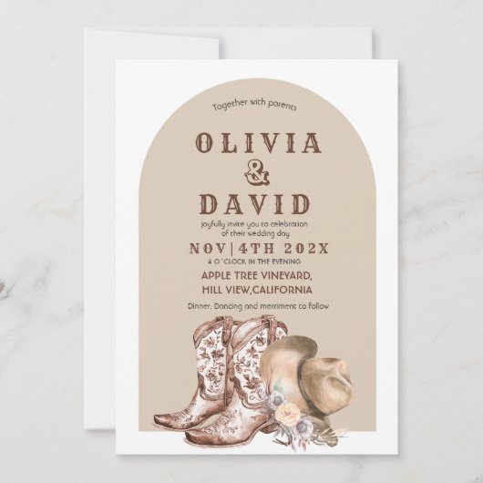 Rustieke Boheemse Westerne bruiloft Kaart (Voorkant)