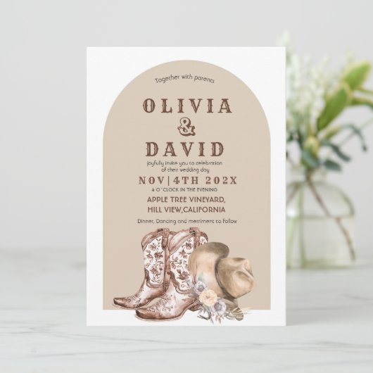 Rustieke Boheemse Westerne bruiloft Kaart (Staand voorkant)