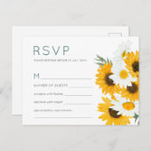Rustieke Boheemse Wildbloemen Zonnebloem Bruiloft  Uitnodiging Briefkaart (Voorkant / Achterkant)