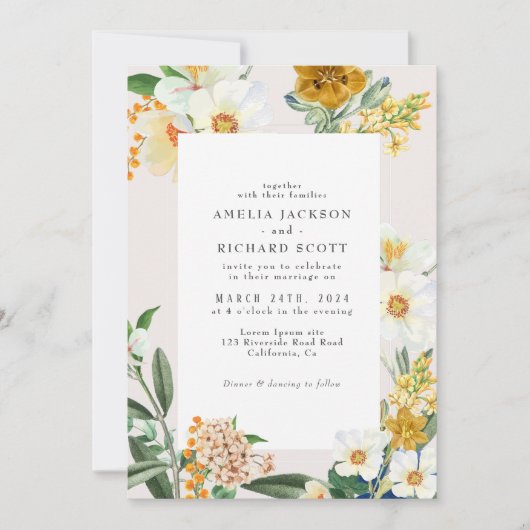 Rustieke Boheemse Wildflower bloementuin bruiloft Kaart (Voorkant)