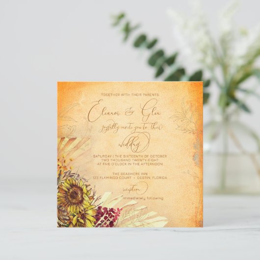 Rustieke Boheemse Zonnebloem Huwelijk (Staand voorkant)