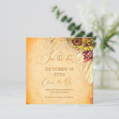 Rustieke Boheemse Zonnebloem Huwelijk Save The Date (Staand voorkant)