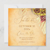 Rustieke Boheemse Zonnebloem Huwelijk Save The Date (Voorkant)