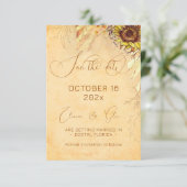 Rustieke Boheemse Zonnebloem Huwelijk Save The Date (Staand voorkant)