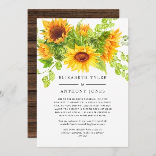 Rustieke Boheemse Zonnebloemen Verminderde gastenl Aankondiging (Voorkant / Achterkant)