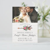 Rustieke Bohemian Arrow Roos bruiloft aankondiging (Staand voorkant)