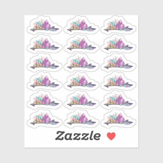 Rustieke Bohemian Crystals & Arrow Waterverf Sheet Sticker (Vel)