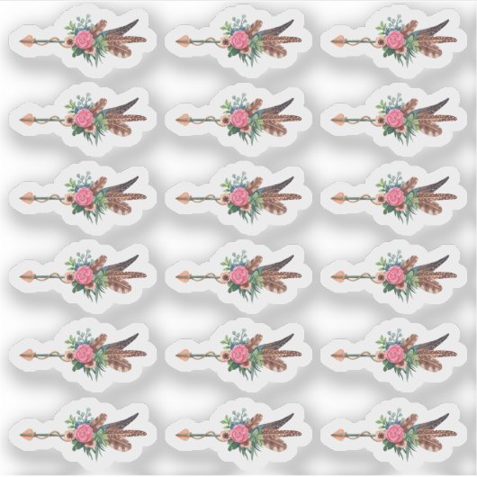 Rustieke Bohemian Feather Arrow Floral Planner She Sticker (Voorkant)