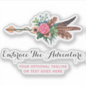 Rustieke Bohemian Feather Arrow Roos Waterverf Log Sticker (Voorkant)