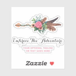 Rustieke Bohemian Feather Arrow Roos Waterverf Log Sticker