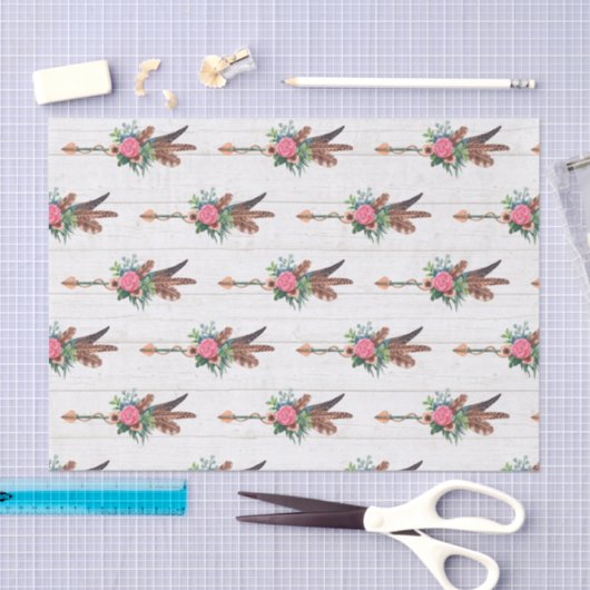 Rustieke Bohemian Feathers & Roos Arrow Bruiloft Tissuepapier (Craft)