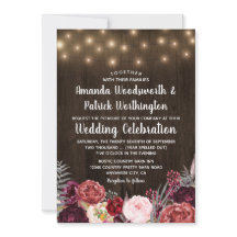 Rustieke Bohemian Marsala Pioen Bruiloft Uitnodigi