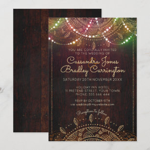 Rustieke Bohemian Nights bruiloft Kaart