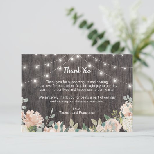 Rustieke Bohemian String Lights Floral Dank u Bedankkaart (Staand voorkant)