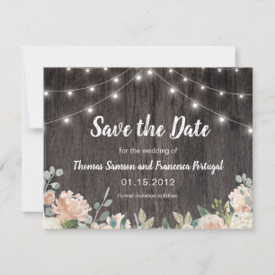 Rustieke Bohemian String Lights Floral Save the Da Date