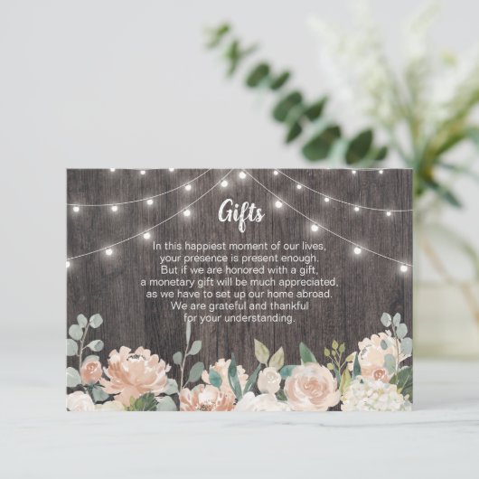 Rustieke Bohemian String Lights Wedding Gift Guide Bedankkaart (Staand voorkant)