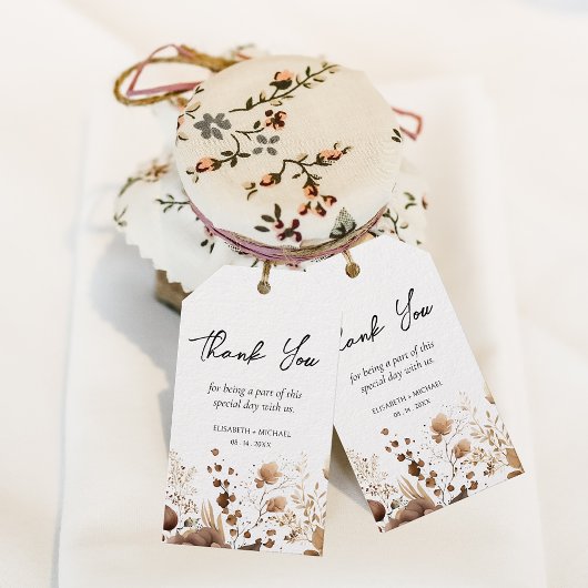 Rustieke Bohemian Terracotta Floral Dank u Cadeaulabel