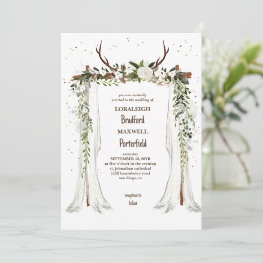 Rustieke bohemien | Boho Canopy Wedding Kaart (Staand voorkant)