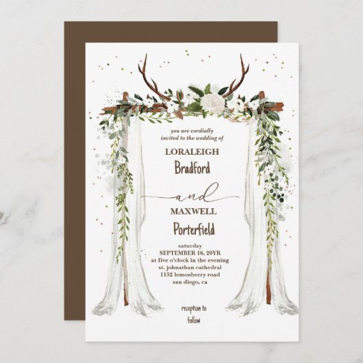 Rustieke bohemien | Boho Canopy Wedding Kaart (Voorkant / Achterkant)