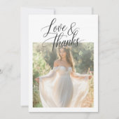 Rustieke Boho 2 Foto's Liefde & Dank Bruidsfeest  Bedankkaart (Voorkant)