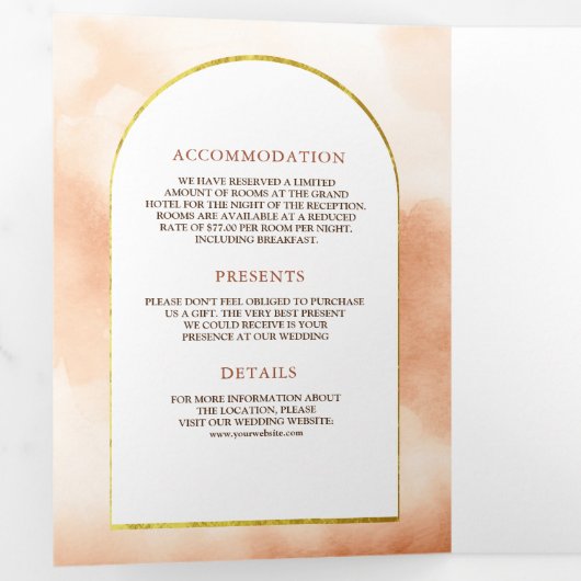 Rustieke Boho aardse bloemboog Alles in één bruilo Drieluik Uitnodiging (Binnenzijde eerst)