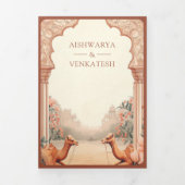 Rustieke Boho Aardse Bloemen Indische Camel Weddin Drieluik Uitnodiging (Cover)