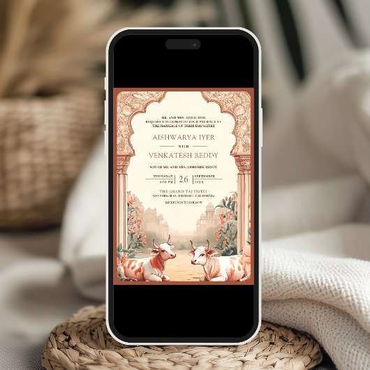 Rustieke Boho Aardse Bloemen Indische Koe bruiloft Kaart