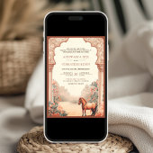 Rustieke Boho Aardse Bloemen Indische Paard Huweli Kaart