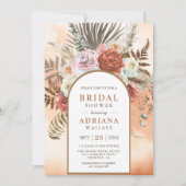 Rustieke Boho Aardse Bloemige Terracotta Bruidsdou Kaart (Voorkant)
