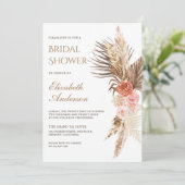 Rustieke Boho Aardse Bloemrijke Pampas Bruidsdouch Kaart (Staand voorkant)