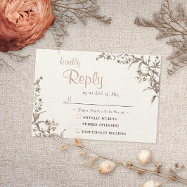 Rustieke Boho Aardse Neutral Wildflower RSVP-kaart RSVP Kaartje