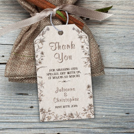 Rustieke Boho Aardse Neutrals Wildflowers Wedding Cadeaulabel