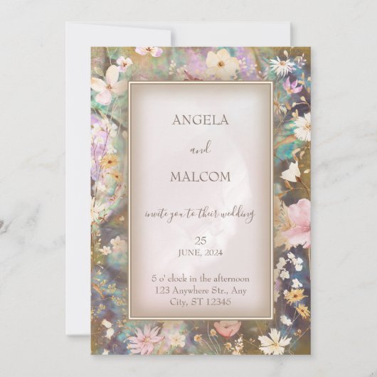 Rustieke Boho Abalone bloemenbruiloft Kaart (Voorkant)