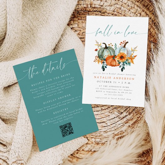 Rustieke Boho All-in-One QR Code Herfst Bruidsfees Kaart